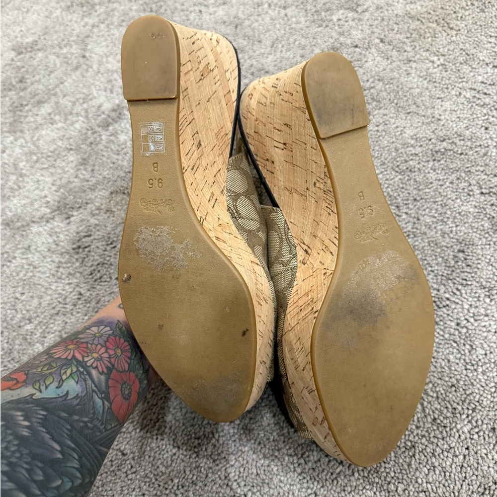 Coach Tan Signature Peep-Toe Slingback Heels - Picture 6 of 6